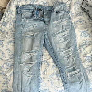 American Eagle Outfitters Light Blue Distressed Skinny Jeans